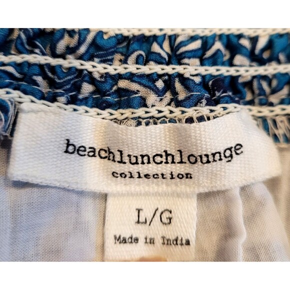 Beach Lunch Lounge Size Large Cotton Lined Ruffle Boho Skirt Drawstring Waist - Picture 3 of 5